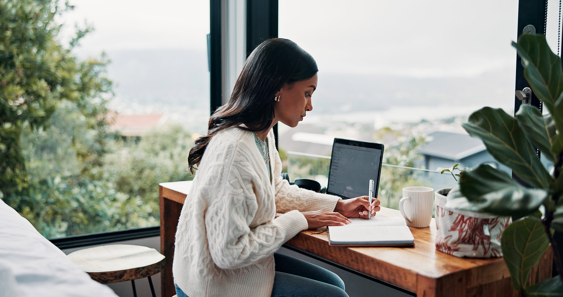 woman working remotely